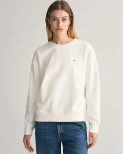 Gant Naisten Collegepaita, SHIELD C-NECK SWEAT Luonnonvalkoinen