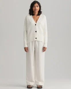 Gant Naisten Housut LINEN VISCOSE PULL-ON PANTS Valkoinen