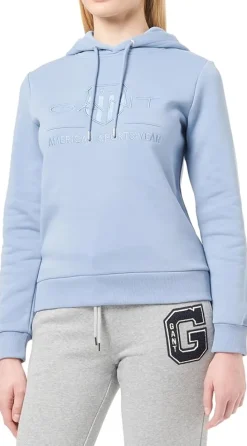 Gant Naisten Huppari, REG TONAL SHIELD HOODIE Vaaleansininen