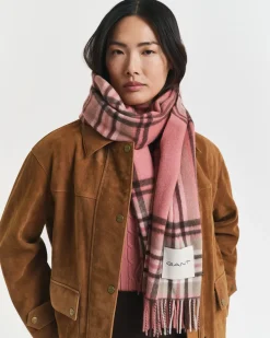 Gant naisten kaulahuivi, TARTAN CHECK WOOL SCARF Vaaleanpunainen Kuos