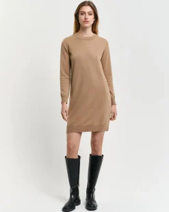 Gant naisten mekko, SUPERFINE LAMBSWOOL DRESS Vaalea Beige