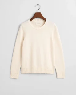 Gant Naisten Neule, CLASSIC COTTON C-NECK Valkoinen