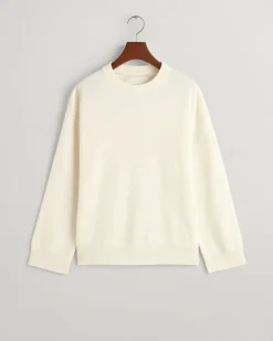 Gant Naisten Neulepusero, SUPERFINE LAMBSWOOL C-NECK Luonnonvalkoinen