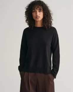 Gant Naisten Neulepusero, SUPERFINE LAMBSWOOL C-NECK Musta
