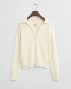 Gant naisten neuleruggeri, SUPERFINE LAMBSWOOL RUGGER Luonnonvalkoinen