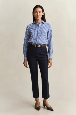 Gant naisten paitapusero Reg Poplin Stripe Shirt, raidallinen sininen