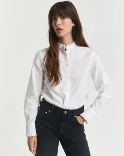 Gant naisten paitapusero, REG CLASSIC OXFORD FRILL BLOUSE Valkoinen