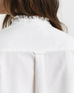 Gant naisten paitapusero, REG CLASSIC OXFORD FRILL BLOUSE Valkoinen