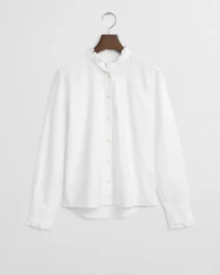 Gant naisten paitapusero, REG CLASSIC OXFORD FRILL BLOUSE Valkoinen