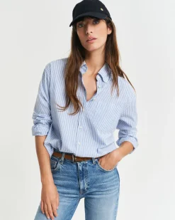 Gant naisten paitapusero, REL LUXURY OXFORD STRIPED BD SHIRT Vaaleansininen