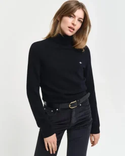 Gant naisten pooloneule, EXTRAFINE LAMBSWOOL ROLLNECK Musta