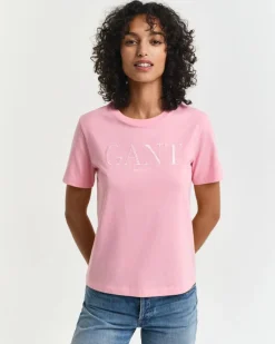 Gant naisten t-paita, REG TONAL GRAPHIC SS T-SHIRT Vaaleanpunainen