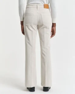 Gant naisten vakosamettihousut, SLIM FLARE STRETCH CORDUROY JEANS Luonnonvalkoinen