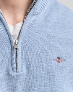 Gant neule, CASUAL COTTON HALF ZIP Vaaleansininen