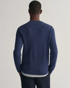 Gant neule, COTTON PIQUE C-NECK Indigo