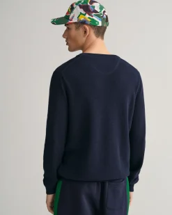 Gant neule, COTTON PIQUE C-NECK Tummansininen