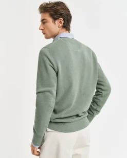 Gant neule, COTTON PIQUE C-NECK Vihreä