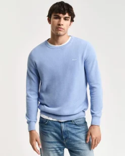 Gant neule, COTTON PIQUE C-NECK Vaaleansininen