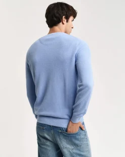 Gant neule, COTTON PIQUE C-NECK Vaaleansininen