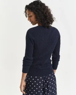 Gant neulepusero, STRECH COTTON CABLE C-NECK Tummansininen