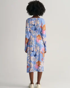 Gant printtikuvioitu floral mekko, REG FLORAL PRINT V-NECK DRESS Sininen Kuosi