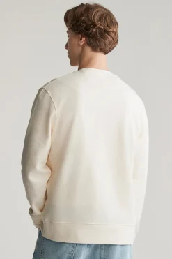 Gant TEXTURE C-NECK SWEAT- miesten neule Luonnonvalkoinen