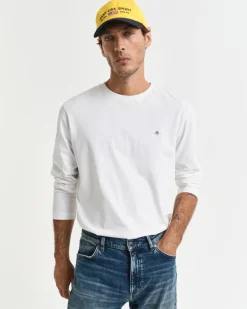 Gant t-paita, REG T LS T-SHIRT Luonnonvalkoinen