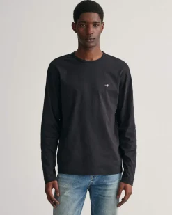 Gant t-paita, REG T LS T-SHIRT Musta