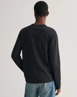 Gant t-paita, REG T LS T-SHIRT Musta