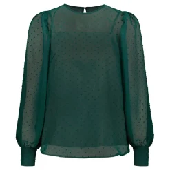 Gauhar Helsinki pusero, TULLE SLEEVE SHIRT BOTTLE GREEN Tummanvihreä