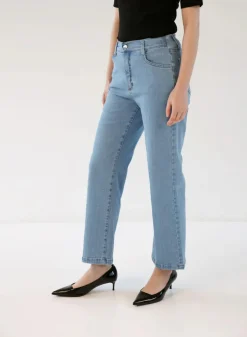 Gauhar Naisten Farkut, DENIM WIDE FADED BLUE Indigo