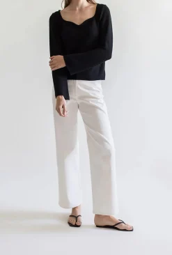 Gauhar naisten housut, COTTON TROUSERS WIDE Valkoinen
