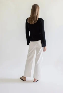 Gauhar naisten housut, COTTON TROUSERS WIDE Valkoinen