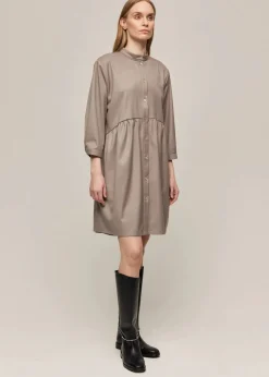 Gauhar naisten mekko, SHIRT DRESS OYSTER Ruskeanharmaa