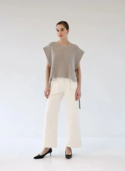 Gauhar Naisten Neuleliivi, Merino Vest O-Neck Cloud Ruskeanharmaa