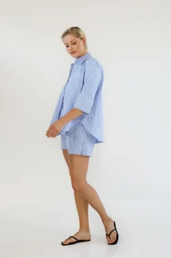 Gauhar naisten paita, EMMY BLOUSE Raidallinen Sininen