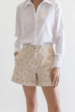 Gauhar Naisten Shortsit, MARIA FOLDER SHORTS Valkopohjainen Kuosi