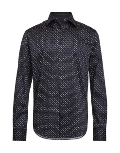 Gino marcello miesten kauluspaita, GINO MARCELLO MICRO PRINT SHIRT Sininen Kuosi