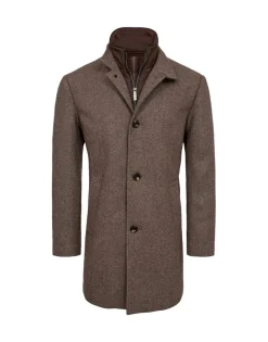 Gino marcello miesten villakangastakki, GINO MARCELLO WOOL COAT Kaakaonruskea