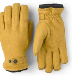 Hestra unisex käsineet UTSJÖ FLEECE LINER BUCKLE ELKSKIN GLOVE, keltainen