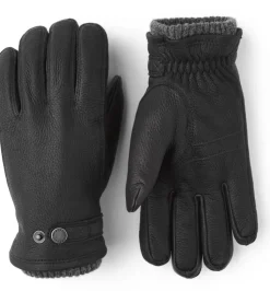 Hestra unisex käsineet UTSJÖ FLEECE LINER BUCKLE ELKSKIN GLOVE, musta