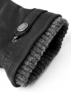 Hestra unisex käsineet UTSJÖ FLEECE LINER BUCKLE ELKSKIN GLOVE, musta