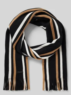 Hugo Boss Miesten Huivi, ALBAS ICONIC Raidallinen Musta