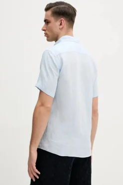 Hugo Boss miesten lyhythihainen kauluspaita, H-ROAN SS LINEN Keskisininen