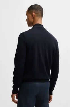 Hugo Boss Miesten Neulepusero, HALF ZIP MERINO Tummansininen