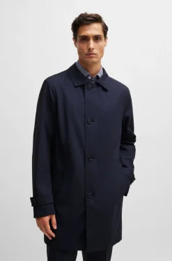 Hugo Boss Miesten Takki, P-JARED TECHNICAL WOOL COAT, WATER REPEL Tummansininen