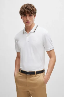 Hugo Boss Miesten Trikoo T-paita polokauluksella, PENROSE 38 NOS Valkoinen