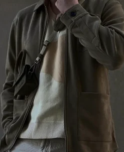 Human Scales miesten paitatakki, RICKARD VEGAN SUEDE OVERSHIRT Tummanruskea