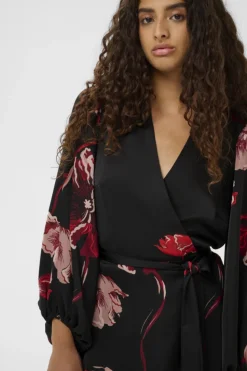 Inwear Dawn Basira Wrap Dress, Black Poppy Rose