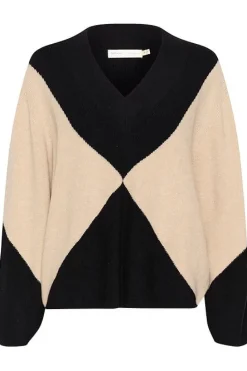 Inwear Naisten Neule, RUDI INTARSIA PULLOVER Haze Melange/Black